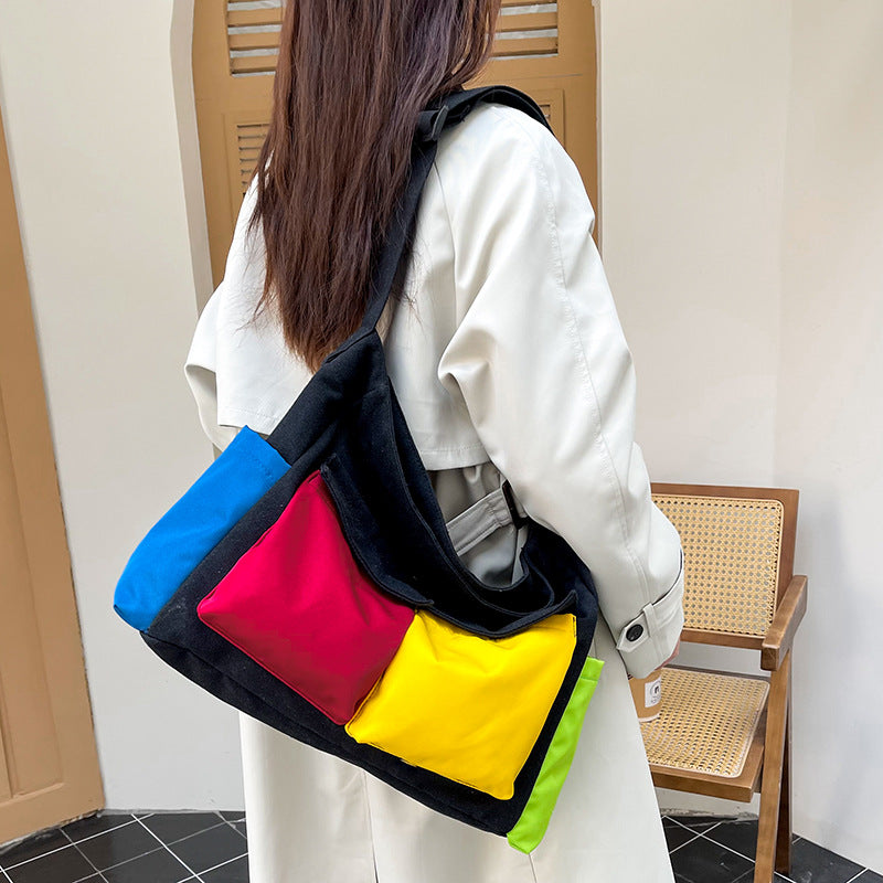 New Canvas Contrast Shoulder Bag