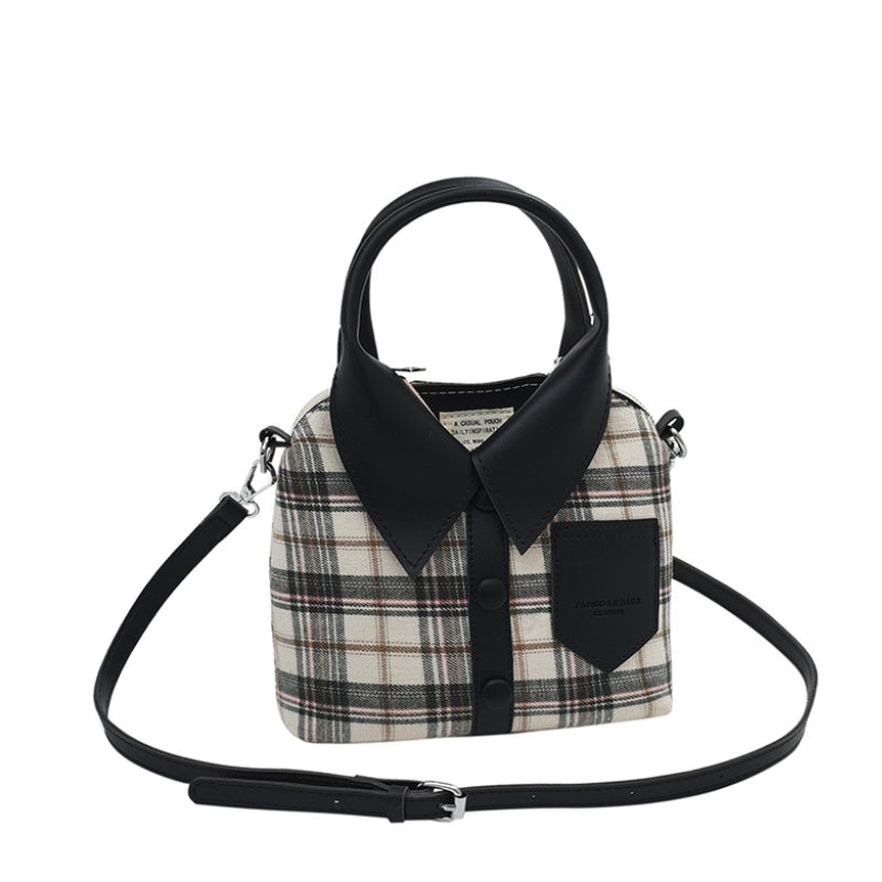 Unique Plaid Collar Style Mini Handbag