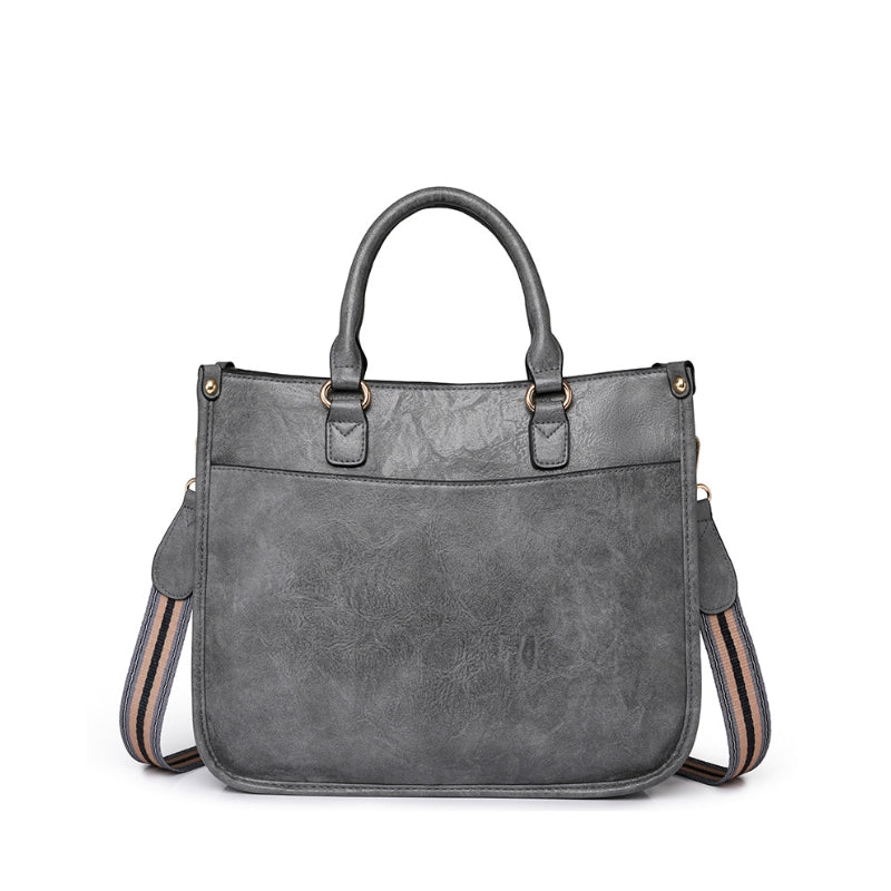 Modern Curved Twist Lock Asymmetrical Handbag