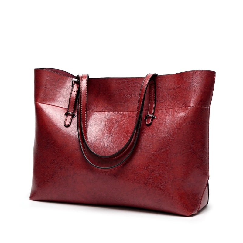 Women's Sophisticated Glossy Leather Look Tote Bag