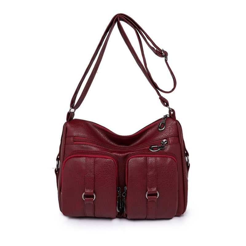 Vintage Inspired Multi-Zip Shoulder Bag