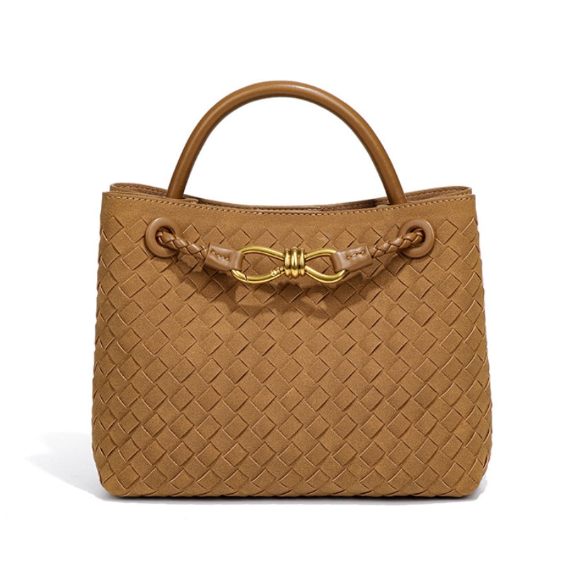 Retro Suede Woven Handbag
