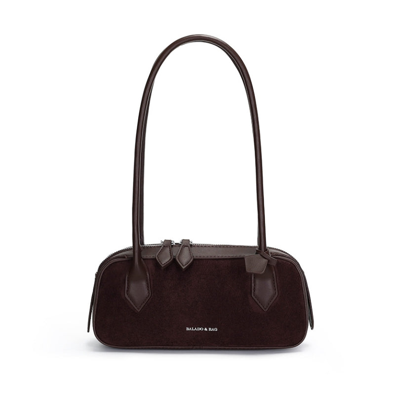 Women's Minimalist Suede Texture Cylinder Shoulder Bag