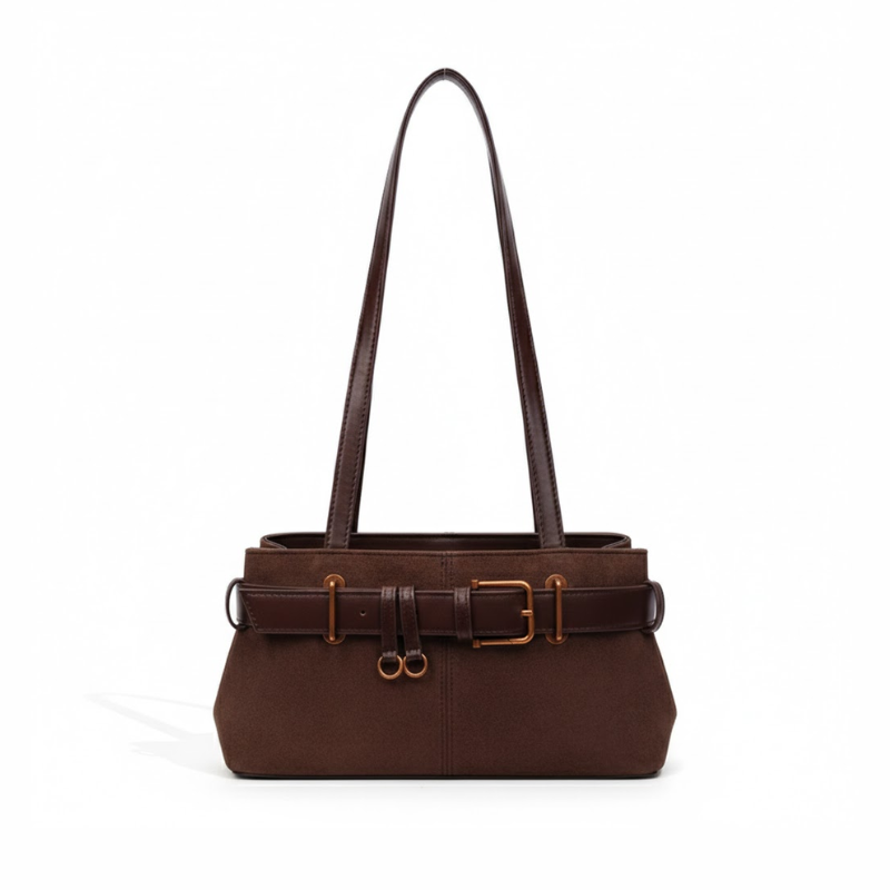 Suede Buckle Shoulder Bag