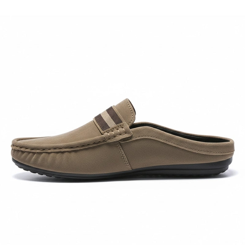 Men's Suede Finish Slip On Open Back Loafers
