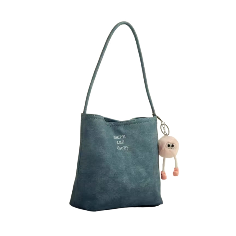 Premium Texture Denim Bucket Shoulder Bag
