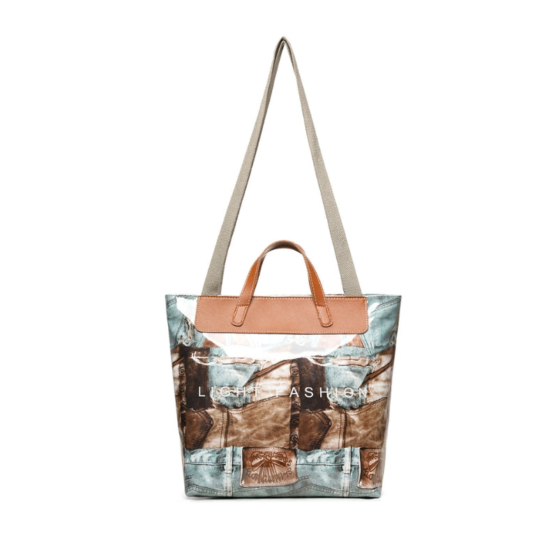 Contrasting Color Large Capacity Shoulder Bag