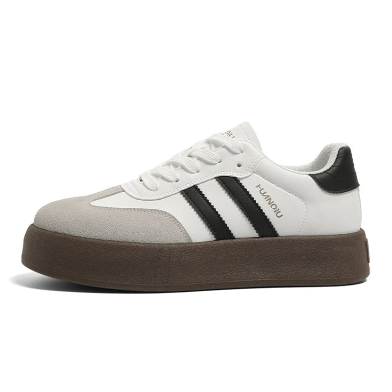 Women's Striped Side Suede Trim Sporty Sneakers