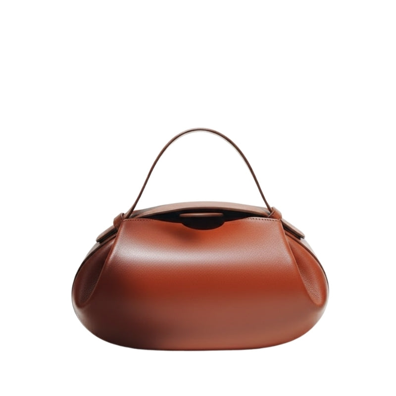 Minimalist Sculptural Handbag with Curved Flap
