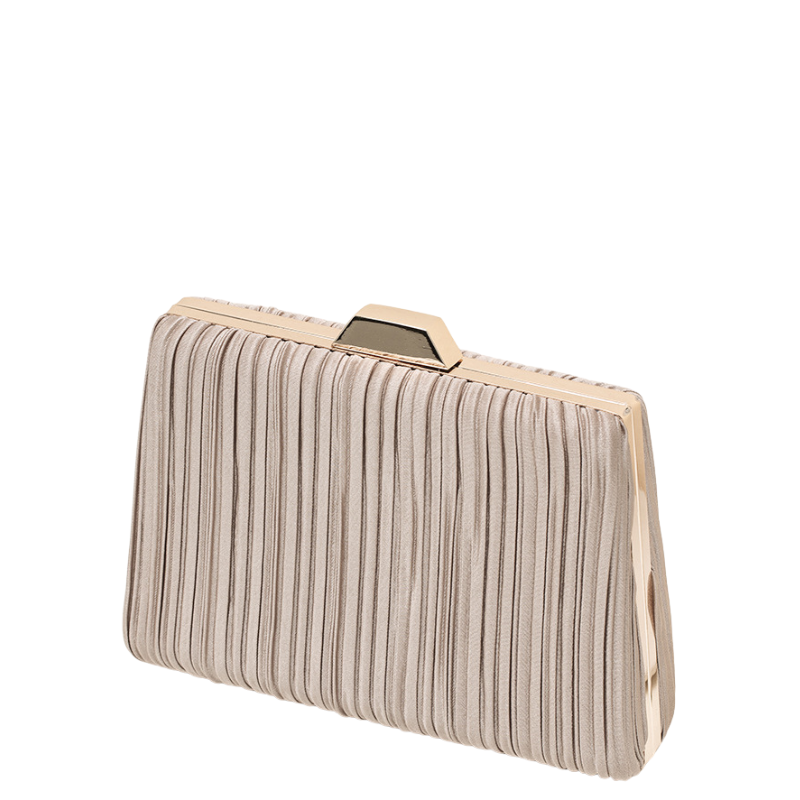 Pleated Hard Case Evening Clutch with Chain Strap