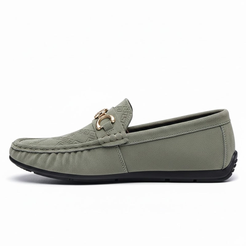 Men's Signature Patterned Suede Slip On Loafers