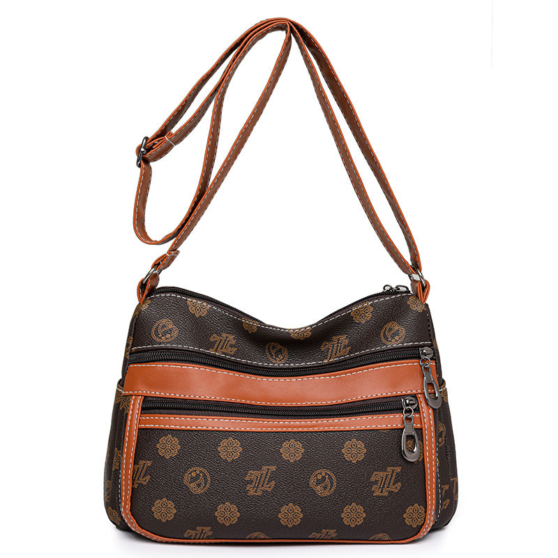 Retro Multi-Layer Zipper Crossbody Bag