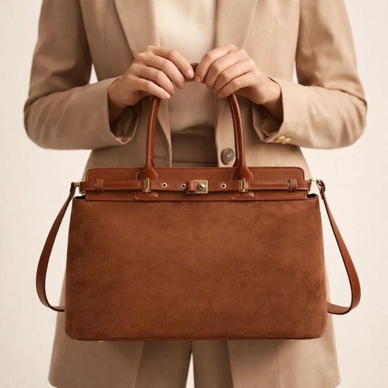 Retro Leather Buckle Handbag