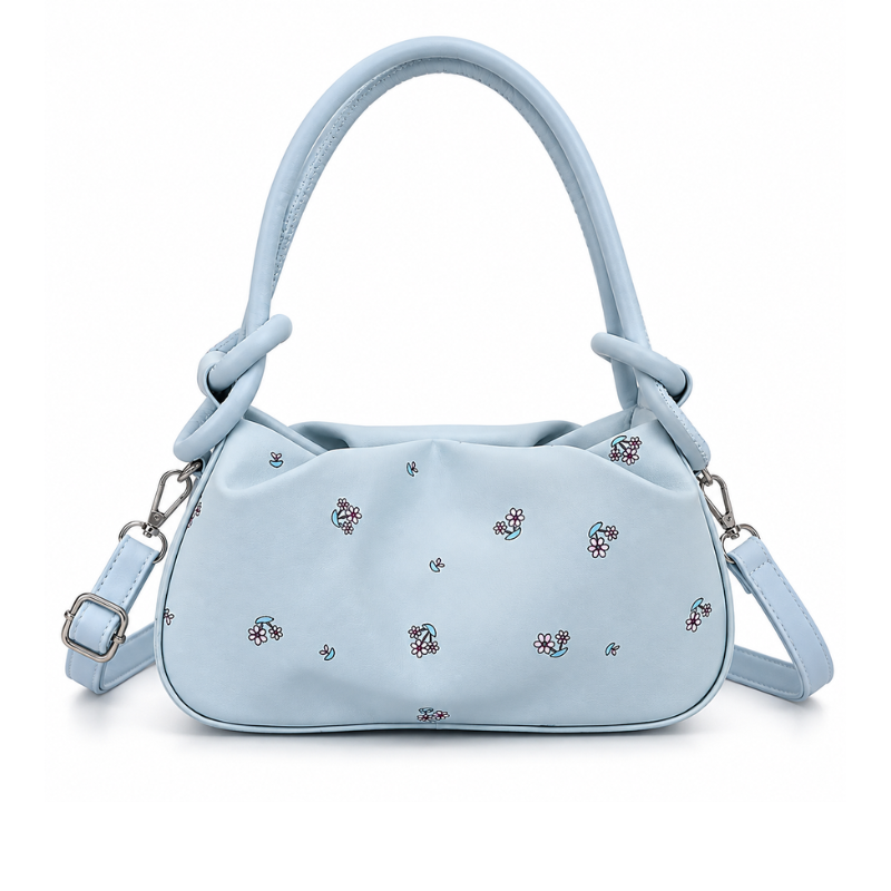 Pleated Floral Women’s Shoulder Bag
