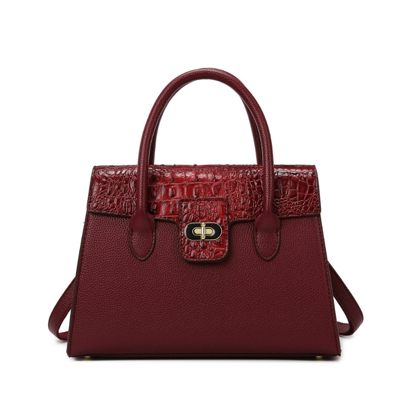 Sophisticated Embossed Top Handle Handbag