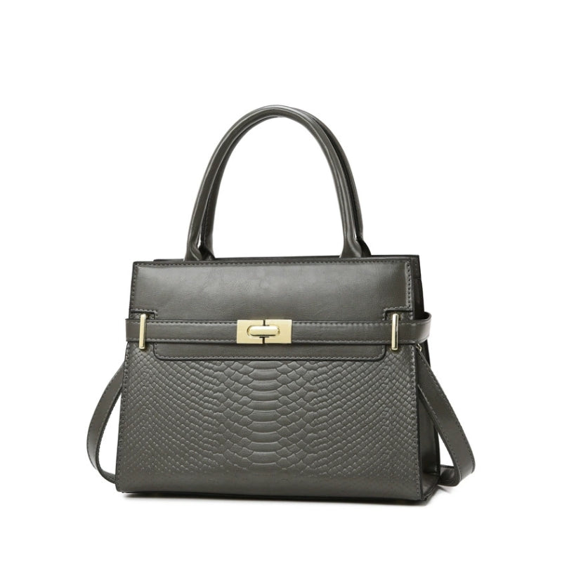 Vintage Structured Embossed Top Handle Handbag