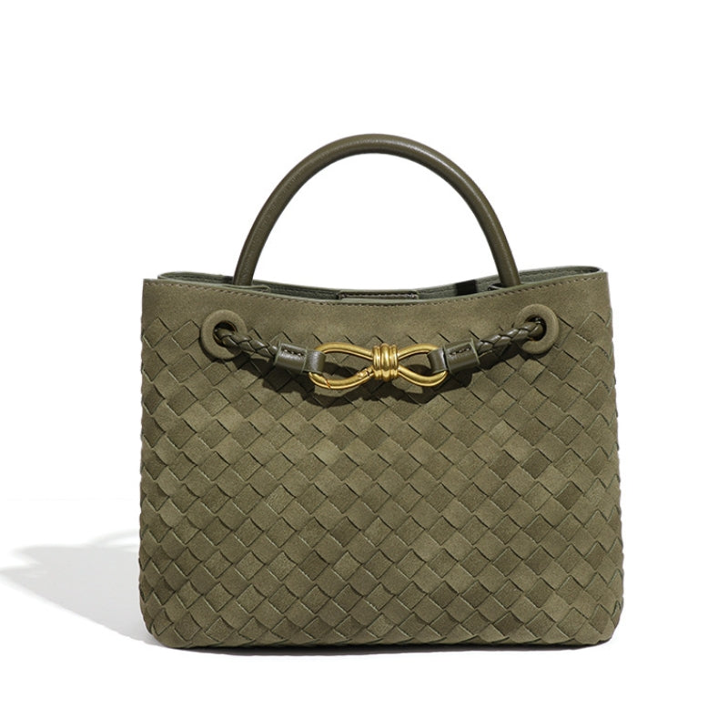 Retro Suede Woven Handbag