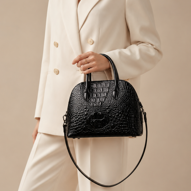 Crocodile Gloss Classic Handbag