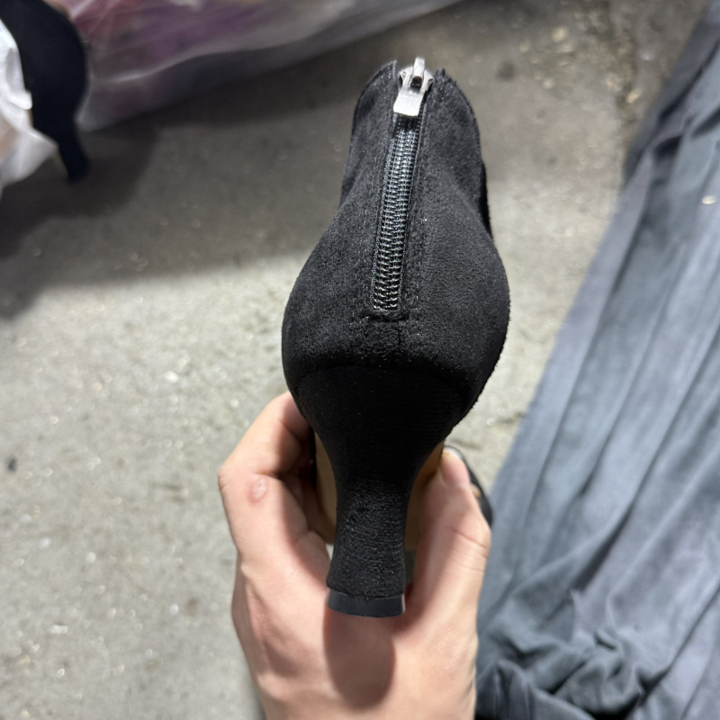 Suede Peep-Toe Chunky Heel Heels