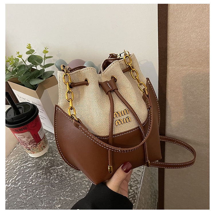 Trendy Canvas Contrast Bucket Bag