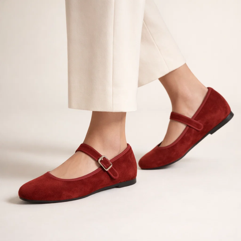 Retro Suede Flat Pumps