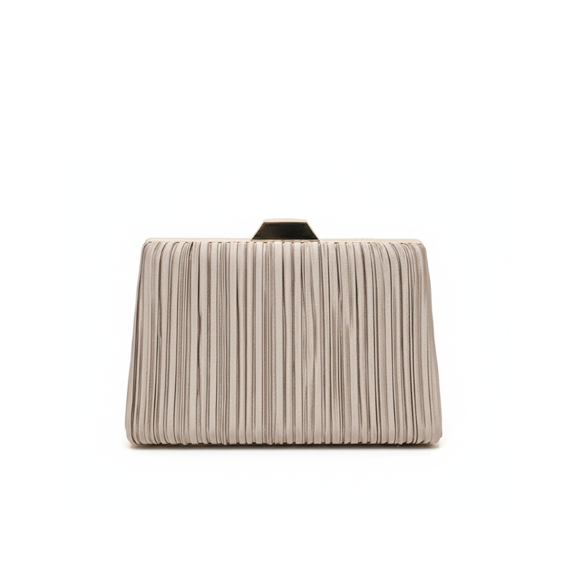 Pleated Hard Case Evening Clutch with Chain Strap