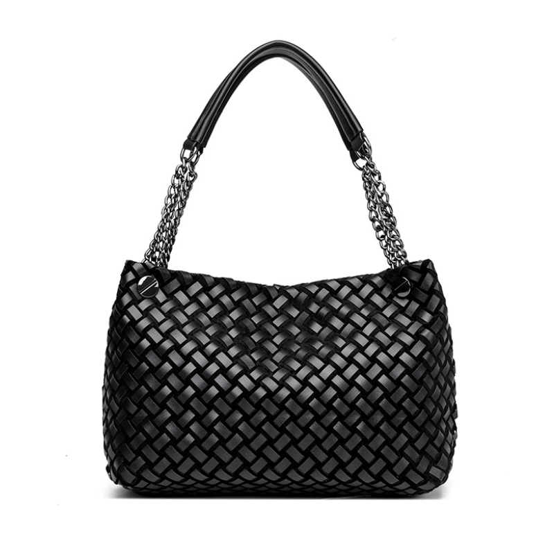 Boho woven shoulder bag with intricate lightweight patterned design
