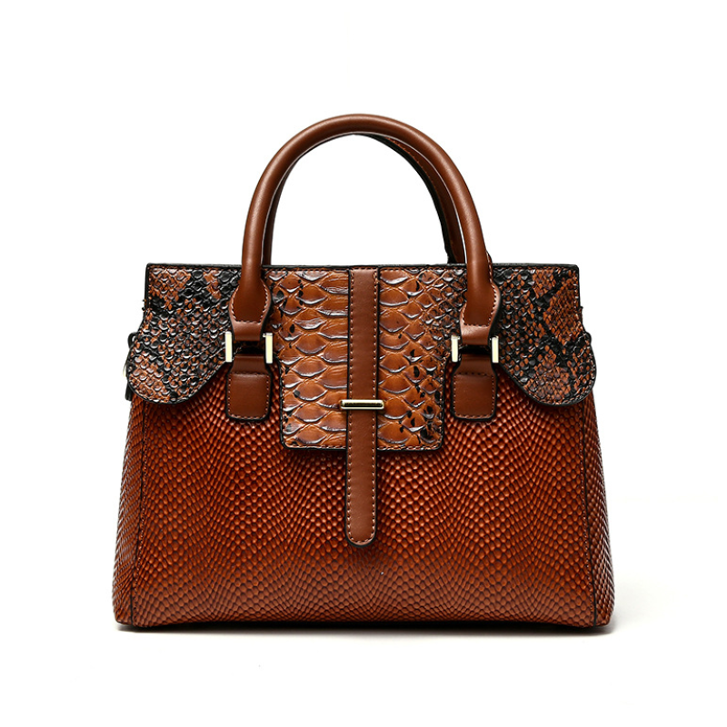 Crocodile Pattern Embossed Large Capacity Handbag