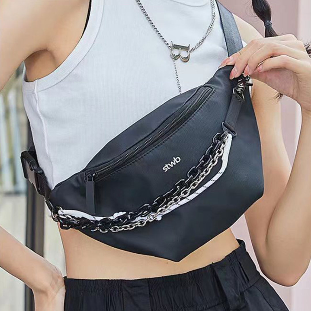 Canvas Chain Sling Crossbody Bag