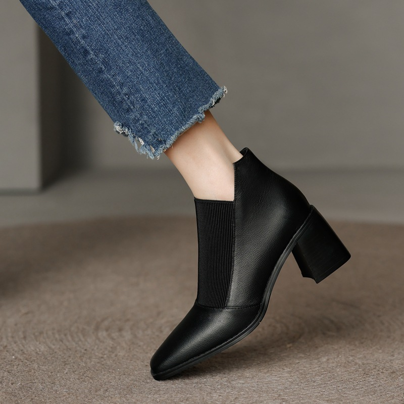 Square-Toe Chunky Heel Ankle Boots