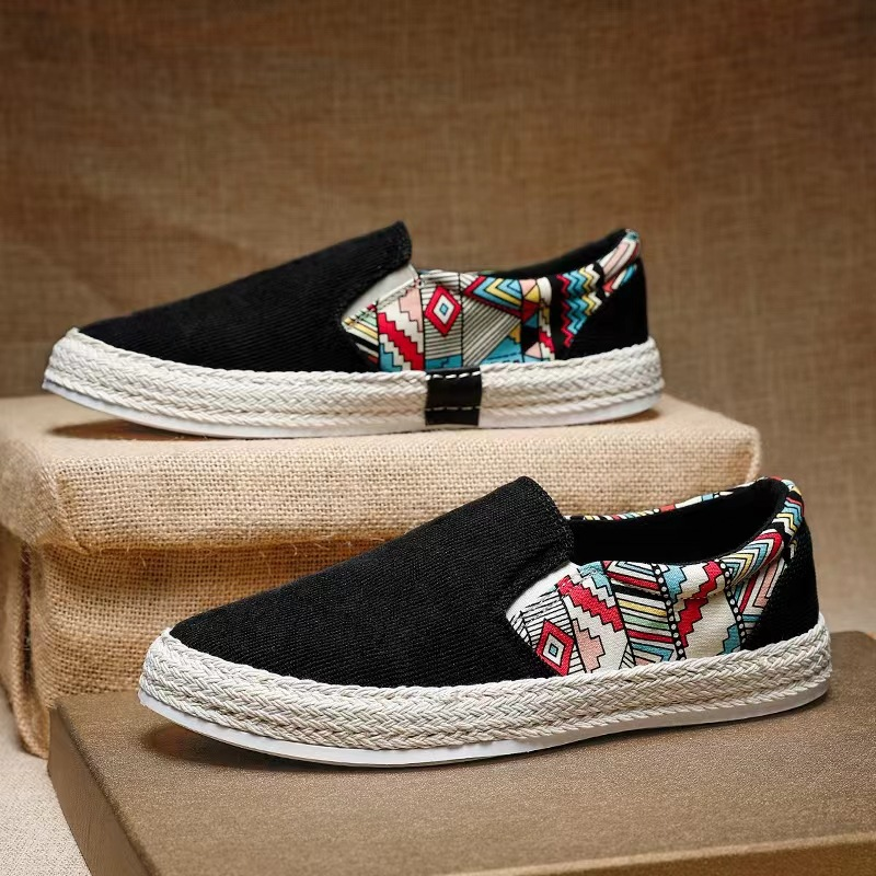 Men's Casual Geometric Print Slip-On Walking Loafers