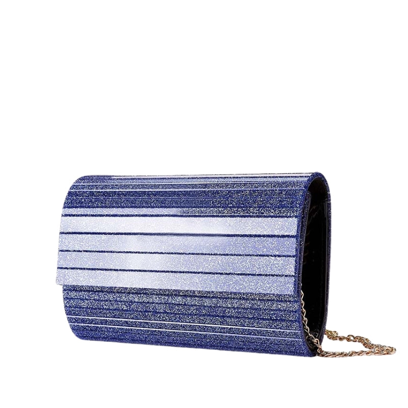 Glitter Infused Horizontal Ribbed Clutch