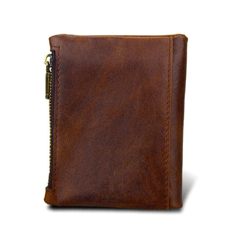 Classic Genuine Leather Wallet with Snap Strap and Zip Pocket