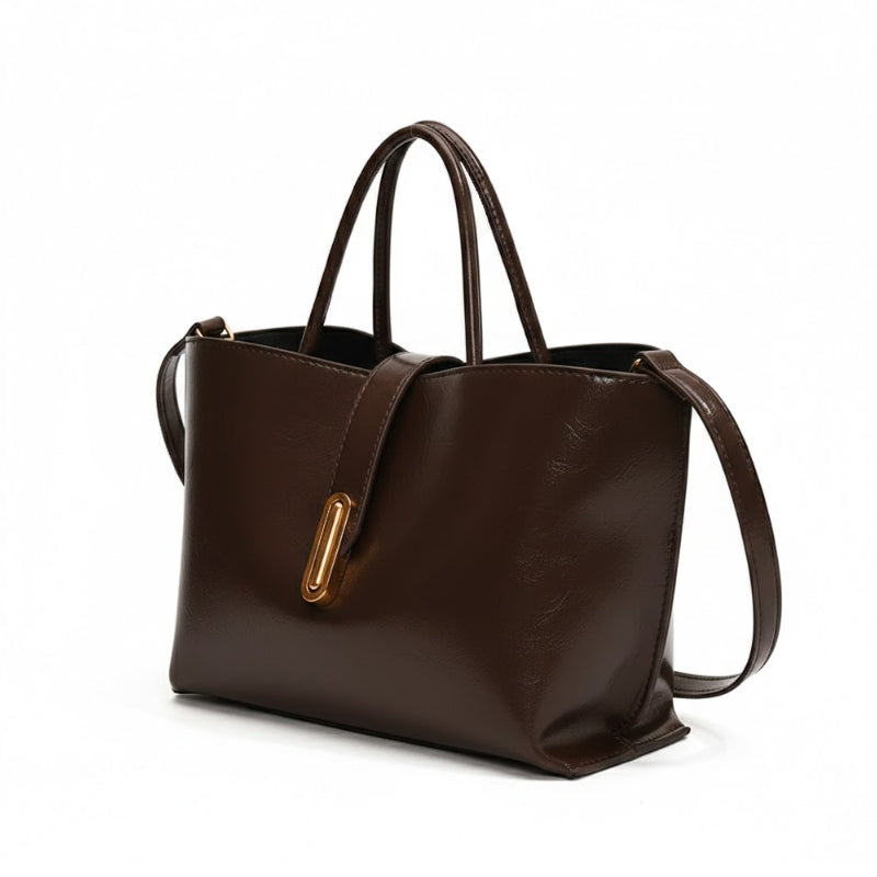 Women's Sleek Glossy Vegan Leather Handbag