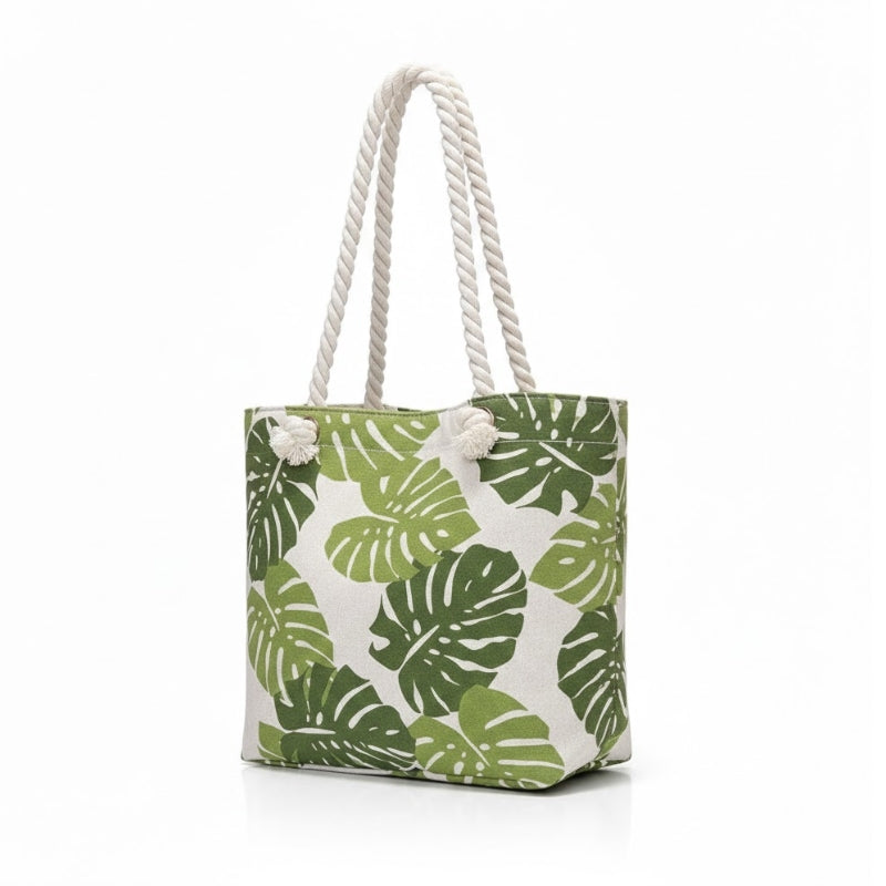 Women's Tropical Leaf Print Tote Bag