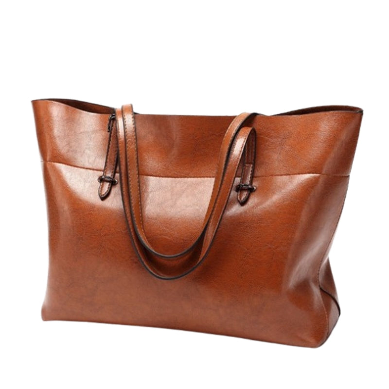 Women's Sophisticated Glossy Leather Look Tote Bag