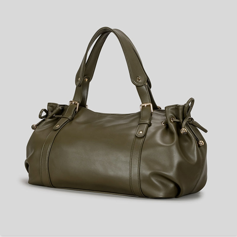 Women's Supple Leather Buckled Handbag