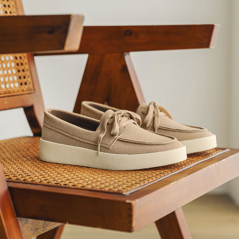 Men's Clean Low-Profile Lace-Up Moccasin Loafers