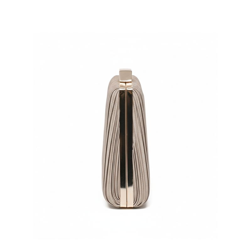 Pleated Hard Case Evening Clutch with Chain Strap