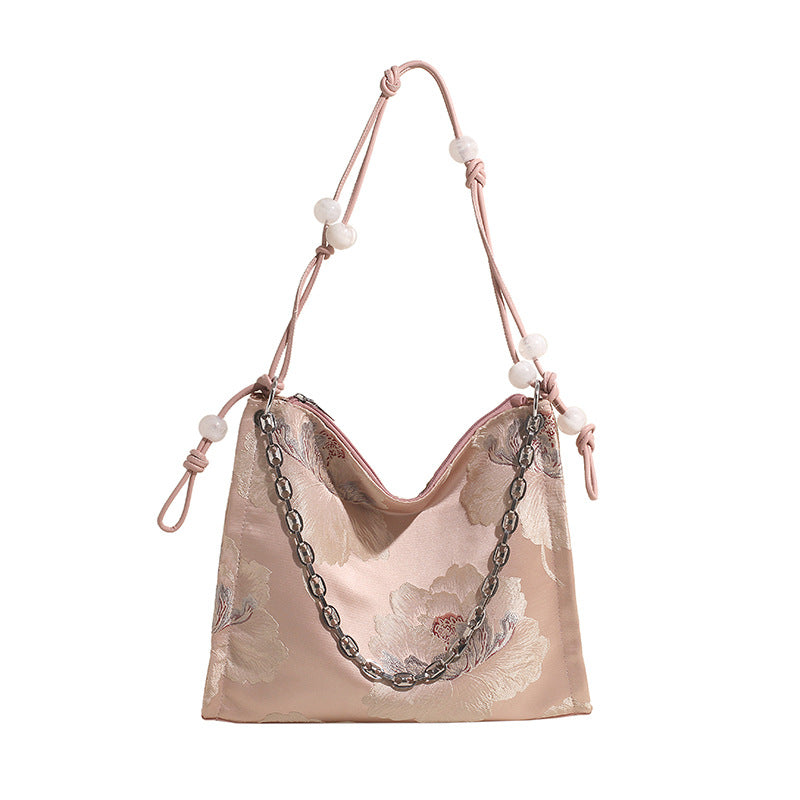 Pearl Bloom Embroidered Shoulder Bag