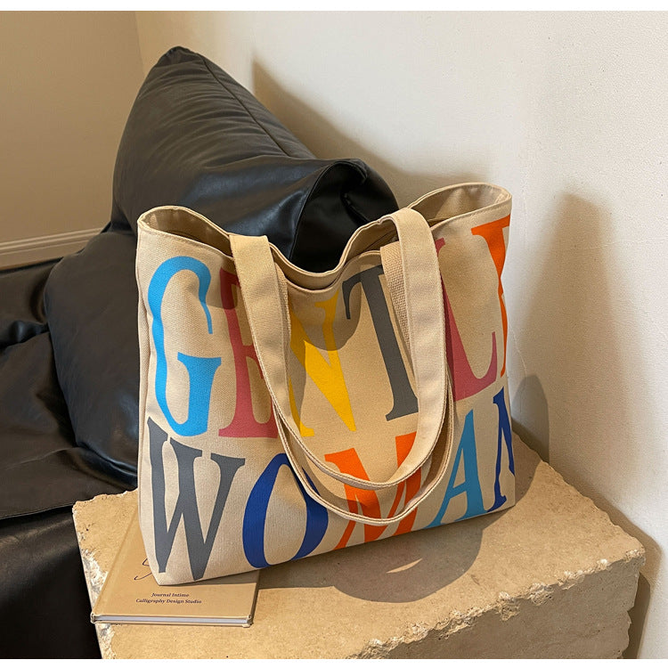 Canvas Letter Commuter Tote Bag