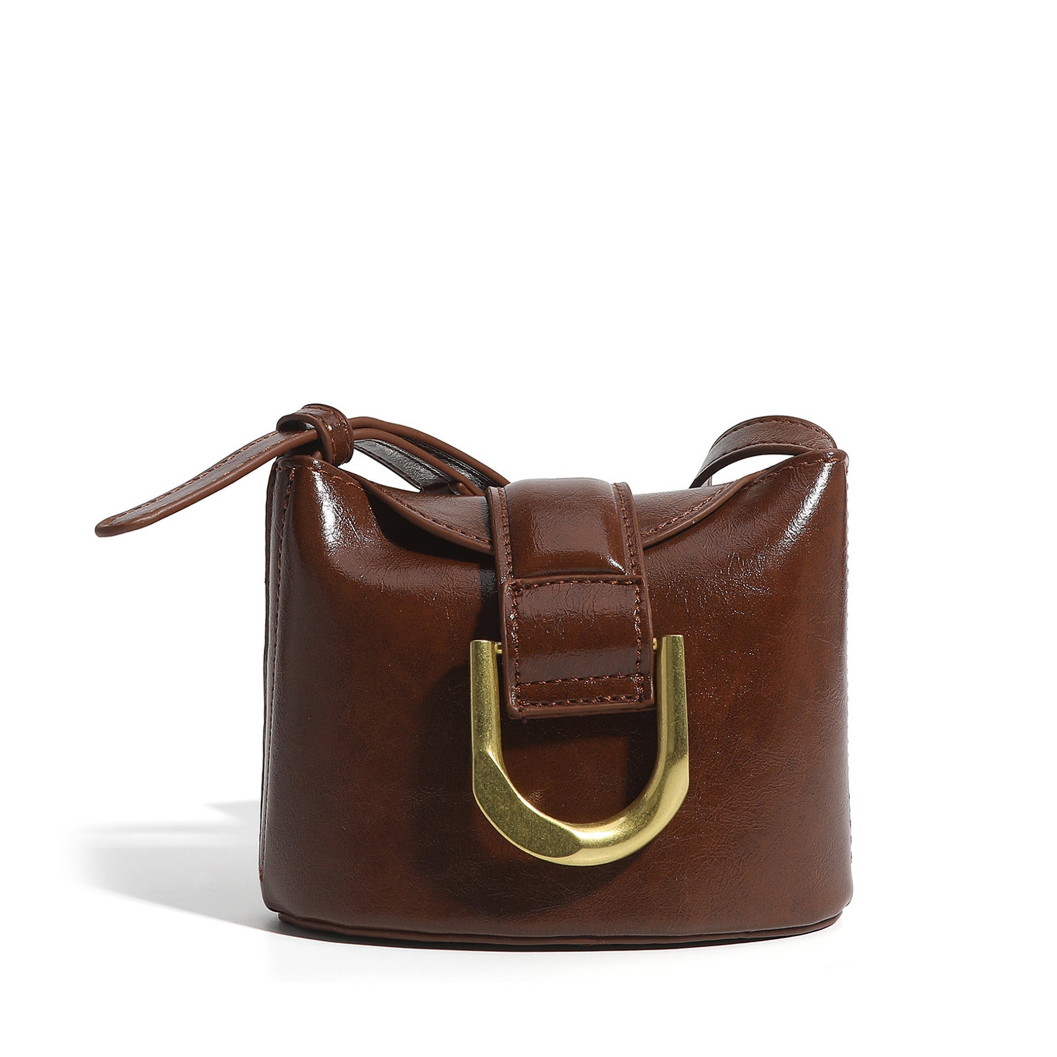 Sleek Metal Buckle Mini Bucket Bag