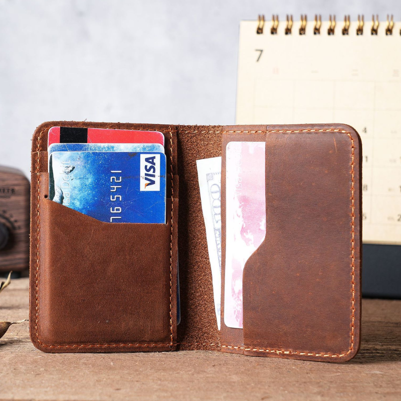 Heritage Grain Unisex Leather Card Holder Wallet