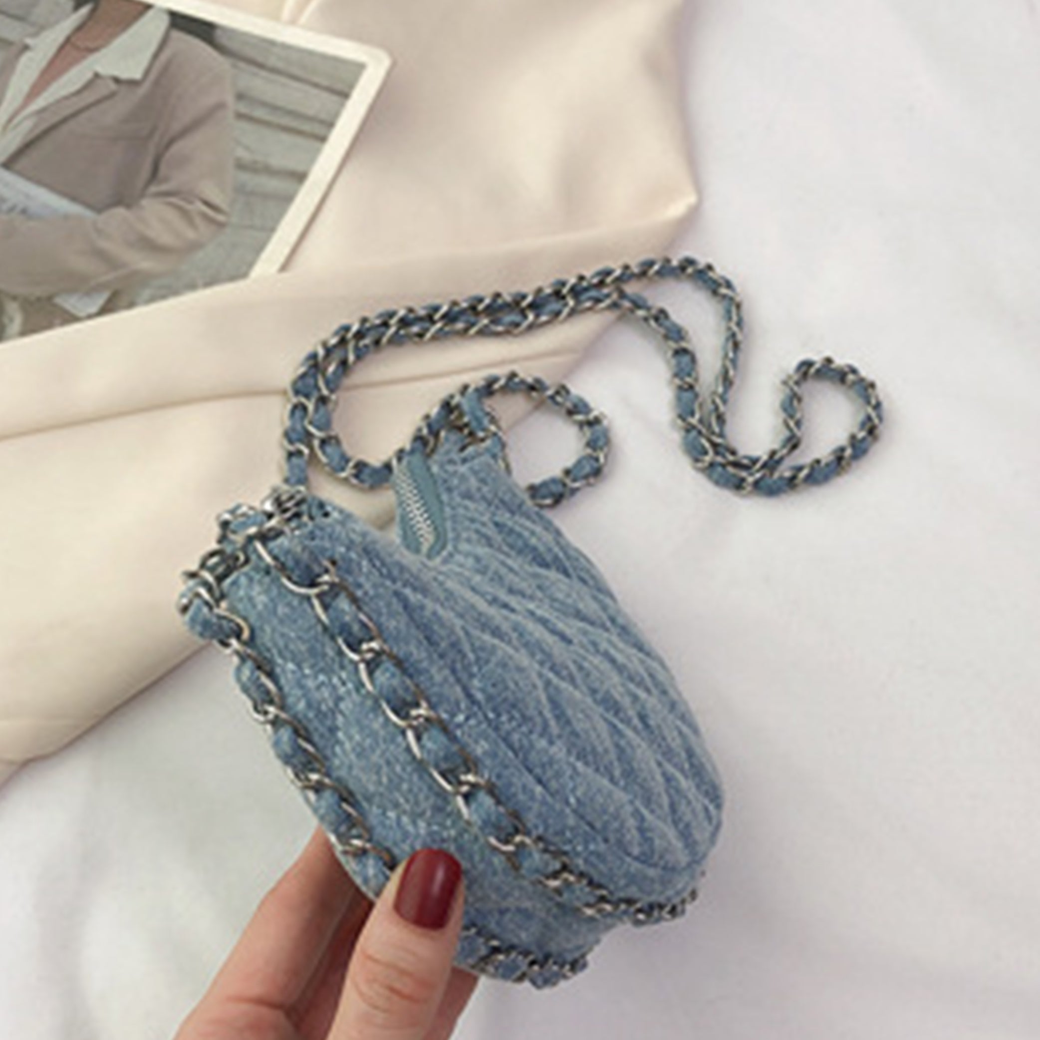 Denim Rhombus Crossbody Bag