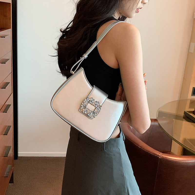 Metallic Buckle Shoulder Bag