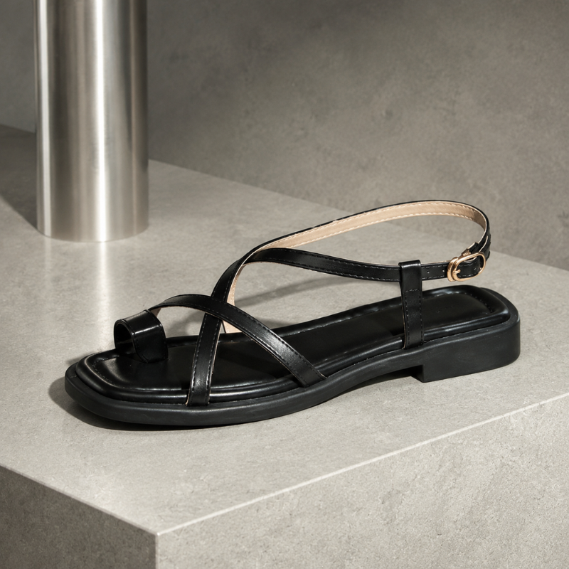Solenne Square-Toe Thong Sandals