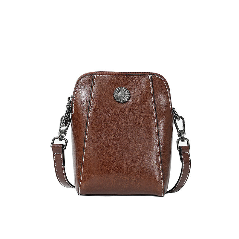 Women's Simple Genuine Leather Crossbody Bag