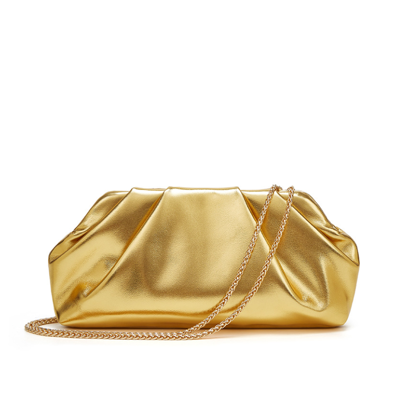 Name: Celeste Metallic Pleated Chain Clutch Bag