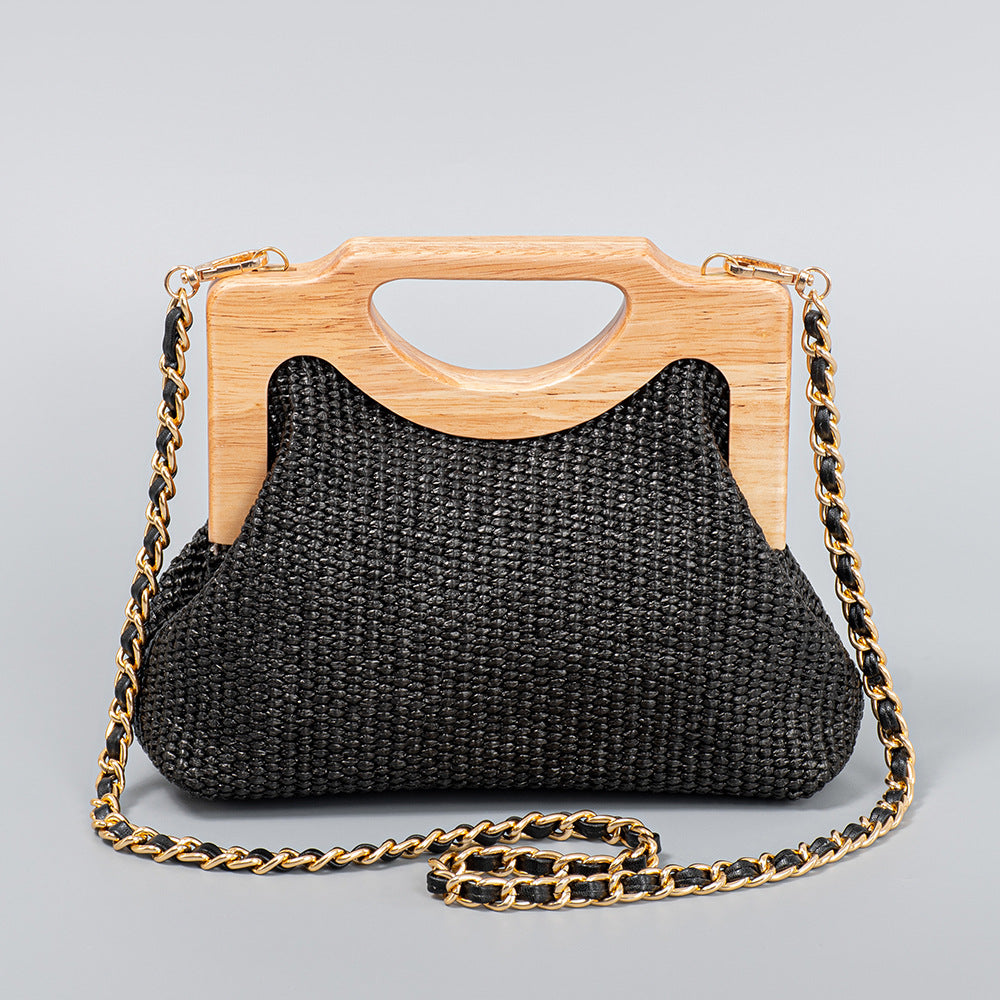 Coastal Charm Straw Shoulder Bag