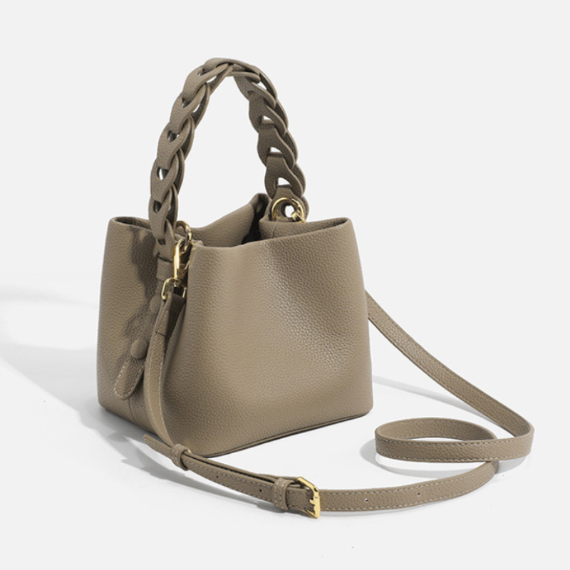 Elegant Soft Leather Bucket Bag For Women